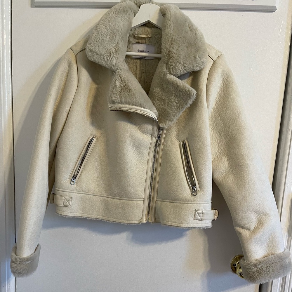 Faux fur suede Ivory crop ASOS jacket
